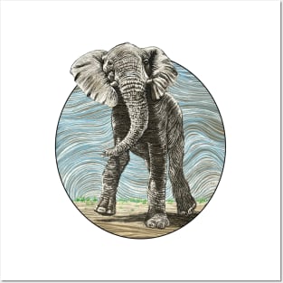 African Elephant Strutting Posters and Art